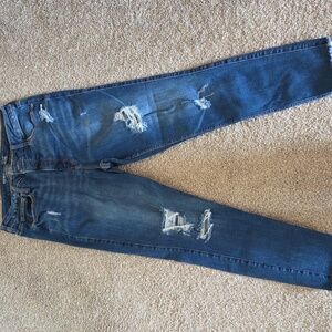 Old Navy Women's Distressed Skinny Jeans - Dark Blue
